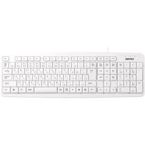 （まとめ）バッファロー USB接続有線スタンダードキーボード ホワイト BSKBU18WH 1台【×3セット】