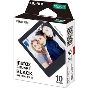 （まとめ）富士フイルム インスタントカラーフィルムinstax SQUARE ブラック 1パック(10枚)【×3セット】