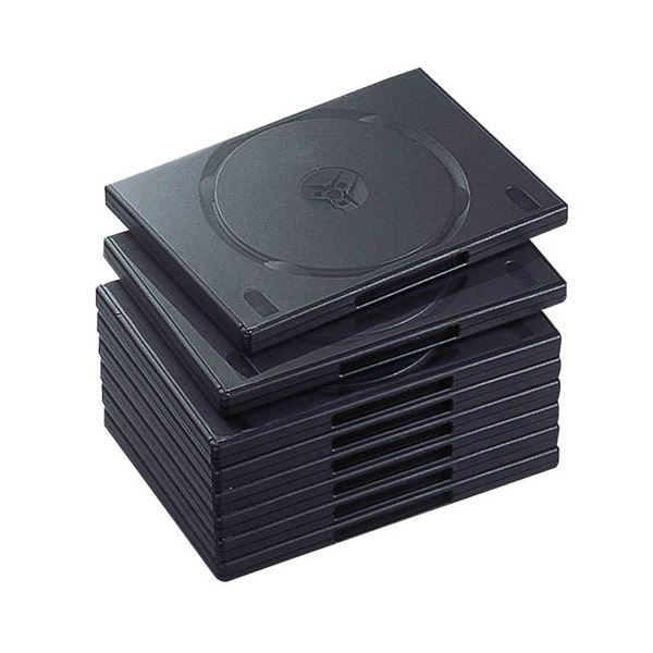 （まとめ）エレコム DVDトールケース 2枚収納ブラック CCD-DVD06BK 1パック(10枚)(×5セット) b04
