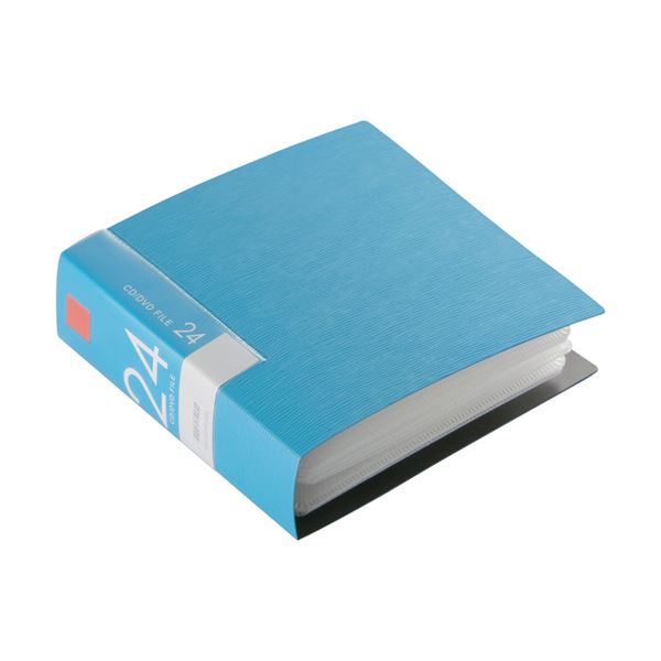 （まとめ）バッファローCD＆DVDファイルケース ブックタイプ 24枚収納 ブルー BSCD01F24BL 1個(×10セット) b04