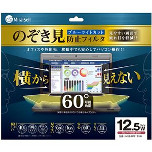 ミライセル のぞき見防止フィルタ12.5型ワイド MS2-RPF125W 1枚