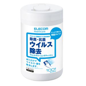 （まとめ）エレコム ウイルス除去クリーナーウェットティッシュ ボトルタイプ WC-VR100 1個(100枚)【×5セット】