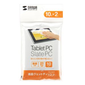 （まとめ）サンワサプライタブレットPC用ウェットティッシュ PDA-TABWT 1パック(20枚:10枚×2個)【×10セット】