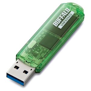 （まとめ）バッファロー USB3.0対応USBメモリー スタンダードモデル 16GB グリーン RUF3-C16GA-GR 1個【×2セット】