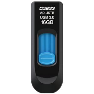 （まとめ）アドテック USB3.0スライド式フラッシュメモリ 16GB ブラック&ブルー AD-USTB16G-U3R 1個【×3セット】