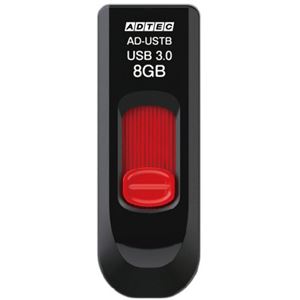 （まとめ）アドテック USB3.0スライド式フラッシュメモリ 8GB ブラック&レッド AD-USTB8G-U3R 1個【×3セット】