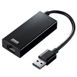 サンワサプライGigabit対応USB-LANアダプタ USB3.0ハブ1ポート付き ブラック LAN-ADUR3GHBK1個