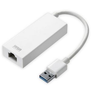 サンワサプライGigabit対応USB-LANアダプタ USB3.0ハブ1ポート付き ホワイト LAN-ADUR3GHW1個