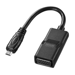 （まとめ）サンワサプライマイクロHDMI-VGA変換アダプタ HDMI Dオス-VGAメス ブラック AD-HD18VGA 1個【×2セット】