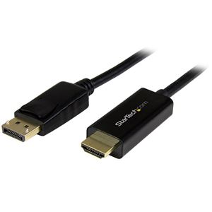 （まとめ）StarTechDisplayPort-HDMI変換アダプタケーブル 4K対応 2m オス/オス ブラック DP2HDMM2MB1本【×2セット】