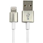 （まとめ）StarTech プレミアムLightning-USBケーブル(メタルコネクター) ライトニング(オス)-USB A(オス) ホワイト 1m USBLTM1MWH1本【×2セット】