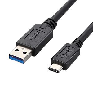 （まとめ）エレコムUSB3.1ケーブル(A-TypeC) ブラック 1.0m USB3-AC10BK 1本【×3セット】