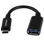 （まとめ）StarTech USBType-C-USB3.0 タイプA変換アダプタ Type-C(24ピン)オス-タイプA(9ピン)メス 15cm ブラックUSB31CAADP 1個【×3セット】