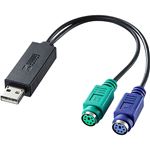 （まとめ）サンワサプライUSB-PS/2変換コンバータ USB(A)オス-ミニDIN6pinメス×2 USB-CVPS4 1本【×3セット】