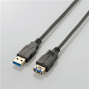 （まとめ）エレコム USB3.0延長ケーブルAオス-Aメス 2.0m ブラック USB3-E20BK 1本【×3セット】