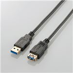 （まとめ）エレコム USB3.0延長ケーブルAオス-Aメス 1.5m ブラック USB3-E15BK 1本【×3セット】