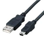 （まとめ）エレコムフェライトコア内蔵USB2.0対応ケーブル (A)オス-mini(B)オス ブラック 1.8m USB-FSM5181本【×5セット】