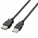 （まとめ）エレコム USB2.0延長ケーブル(A)オス-(A)メス ブラック 2.0m U2C-E20BK 1本【×5セット】