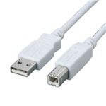 （まとめ）エレコムフェライトコア内蔵USB2.0対応ケーブル (A)オス-(B)オス ホワイト 1.5m USB2-FS151本【×5セット】