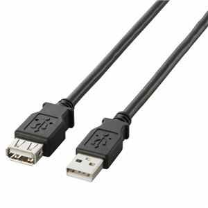 （まとめ）エレコム USB2.0延長ケーブル(A)オス-(A)メス ブラック 3.0m U2C-E30BK 1本【×5セット】