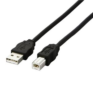 （まとめ）エレコム EU RoHS指令準拠環境対応USB2.0ケーブル (A)オス-(B)オス ブラック 3.0m USB2-ECO30 1本【×5セット】