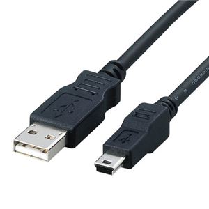 （まとめ）エレコムフェライトコア内蔵USB2.0対応ケーブル (A)オス-mini(B)オス ブラック 0.3m USB-FSM5031本【×5セット】