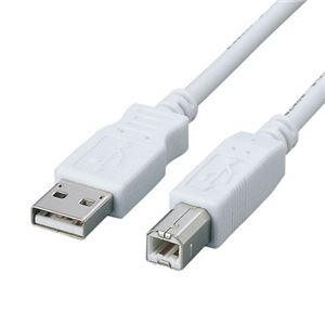 （まとめ）エレコムフェライトコア内蔵USB2.0対応ケーブル (A)オス-(B)オス ホワイト 0.5m USB2-FS051本【×5セット】