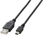 （まとめ）エレコム USB2.0ケーブル(A)オス-mini(B)オス ブラック 1.0m U2C-M10BK 1本【×5セット】