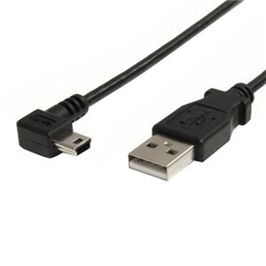 （まとめ）StarTech ミニUSB変換ケーブルminiUSB右向きL型 1.8m USB A(オス)-USB mini-B(オス) ブラック USB2HABM6RA1本【×5セット】