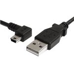 （まとめ）StarTech ミニUSB変換ケーブルminiUSB左向きL型 1.8m USB A(オス)-USB mini-B(オス) ブラック USB2HABM6LA1本【×5セット】