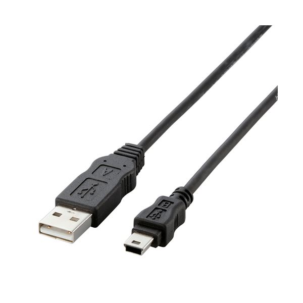 （まとめ）エレコム EU RoHS指令準拠環境対応USB準拠ケーブル 簡易包装 (A)オス-mini(B)オス ブラック 1.0m USB-ECOM5101本(×10セット)