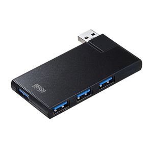 （まとめ）サンワサプライ USB3.04ポートハブ ブラック USB-3HSC1BK 1個【×2セット】