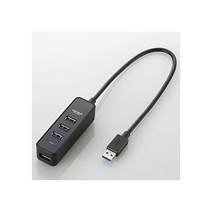 （まとめ）エレコム マグネット付きUSB3.0ハブバスパワー専用 4ポート ブラック U3H-T405BBK 1個【×2セット】