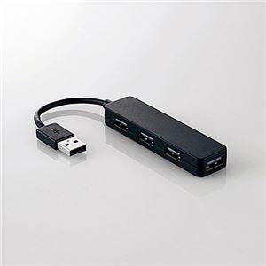 （まとめ）エレコムUSB2.0ハブ(コンパクトタイプ) ブラック U2H-SN4NBBK 1個【×5セット】