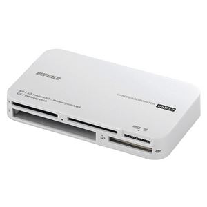 （まとめ）バッファロー USB3.0マルチカードリーダー ホワイト BSCR21U3WH 1台【×2セット】