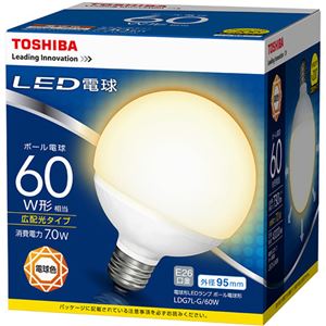 （まとめ）東芝ライテック LED電球 ボール電球形60W形相当 7.0W E26 電球色 LDG7L-G/60W 1個【×3セット】