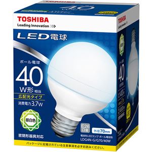 （まとめ）東芝ライテック LED電球 ボール電球形40W形相当 3.7W E26 昼白色 LDG4N-G/G70/40W 1個【×3セット】