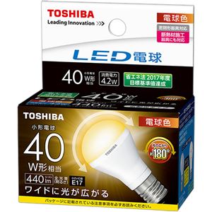 （まとめ）東芝ライテック LED電球ミニクリプトン形 4.2W 2700K E17 小形電球40W形相当 LDA4L-G-E17/S/40W 1個【×3セット】