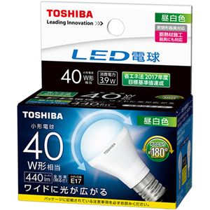 （まとめ）東芝ライテック LED電球ミニクリプトン形 40W形相当 3.9W E17 昼白色 LDA4N-G-E17/S/40W 1個【×3セット】