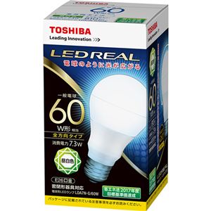 （まとめ）東芝ライテック LED電球 一般電球形60W形相当 7.3W E26 昼白色 LDA7N-G/60W 1個【×5セット】