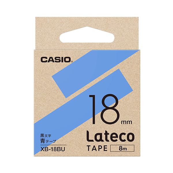 （まとめ）カシオ ラテコ 詰替用テープ18mm×8m 青/黒文字 XB-18BU 1個(×5セット) b04