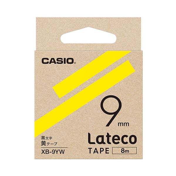 （まとめ）カシオ ラテコ 詰替用テープ9mm×8m 黄/黒文字 XB-9YW 1個(×10セット) b04