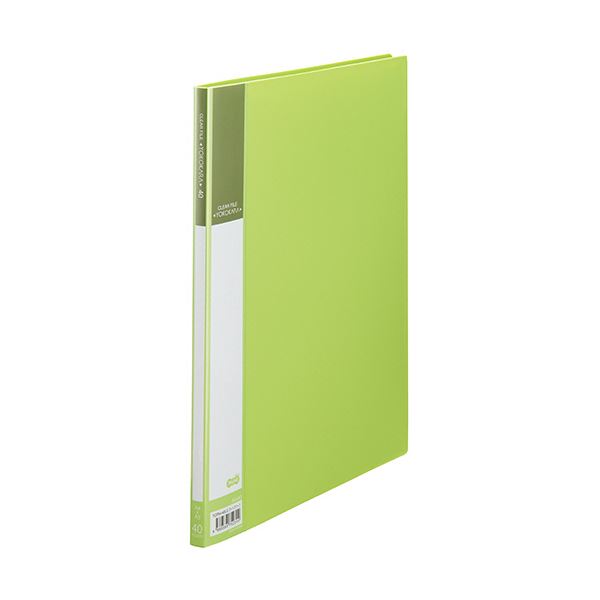 TANOSEE 書類が入れやすいクリヤーファイル「ヨコカラ」 A4タテ 40ポケット 背幅11mm ライトグリーン 1セット（10冊） b04