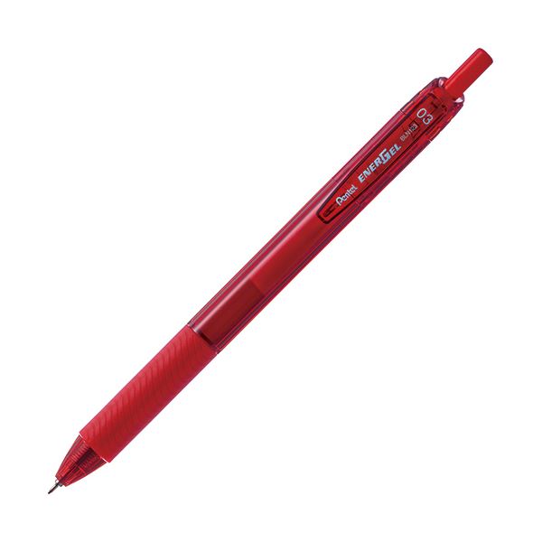 （まとめ）ぺんてる ゲルインキボールペン エナージェルエス 0.3mm 赤 BLN123-B 1セット（10本） (×5セット) b04