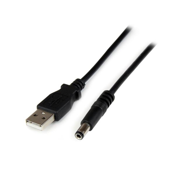 （まとめ）StarTech.com USB-5VDC電源供給ケーブル 1m DCプラグ（外形5.5mm/内径2.5mm） ブラック USB2TYPEN1M 1本 (×5セット) b04
