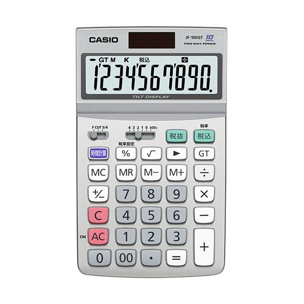 (まとめ) カシオ グリーン購入法適合電卓 10桁ジャストタイプ JF-100GT-N 1台 (×3セット) b04