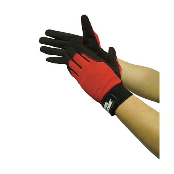 (まとめ) ユニワールド WORKS HOMME 人工皮革手袋 背抜き レッド M 3750-RD-M 1双 (×3セット) b04