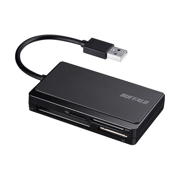バッファロー USB2.0マルチカードリーダー/ライター ケーブル収納モデル ブラック BSCR300U2BK 1台 b04