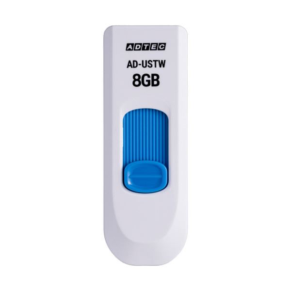 （まとめ）アドテック USB2.0スライド式フラッシュメモリ 8GB ホワイト/ブルー AD-USTW8G-U2R 1個(×3セット) b04