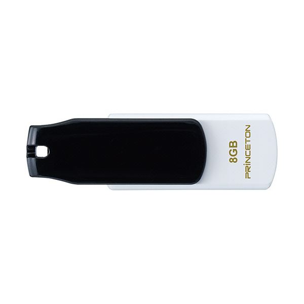 (まとめ）プリンストン USBフラッシュメモリーストラップ付き 8GB ブラック/ホワイト PFU-T3KT/8GBKA 1個(×10セット) b04